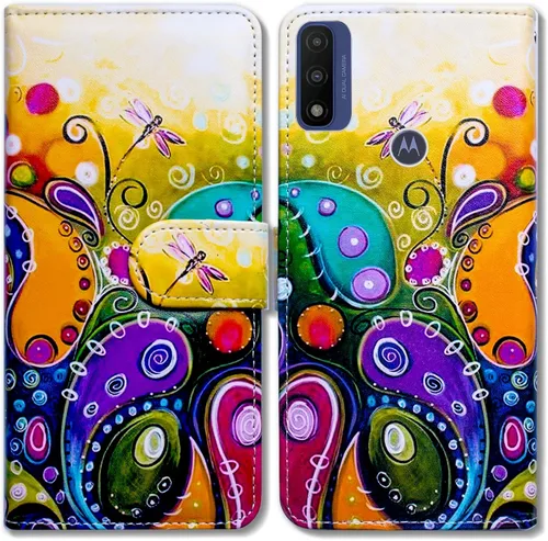 Miniatura 16 de Bcov Funda de piel con tapa para teléfono Motorola Moto G Pure/Power 2022 - Patrón de pájaro negro, ranura para tarjetas, bloqueo magnético, función
