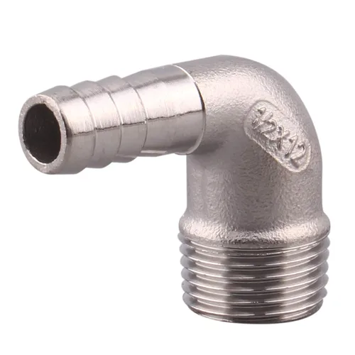 Miniatura 3 de Púa de manguera de 1/2 pulgada x 1/2 pulgada macho NPT acero inoxidable codo de 90 grados rosca de púas accesorio de tubería (paquete de 2)