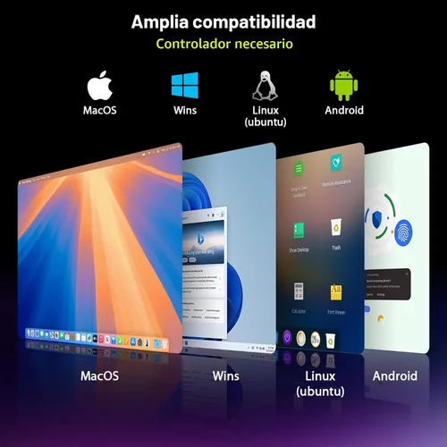 Miniatura 3 de Extensor de monitor para portátil de triple pantalla, monitor cuádruple FHD 1080P de 15.6 pulgadas, 1 conexión USB-C para 4 pantallas, aleación