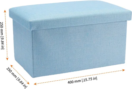 Miniatura 3 de HOZEON 3 Pack 15.7 x 9.8 x 9.11 Inches Folding Storage Ottoman, Blue Rectangle Footrest Seat, Multifunctional Foot Stool for Living Room, Office