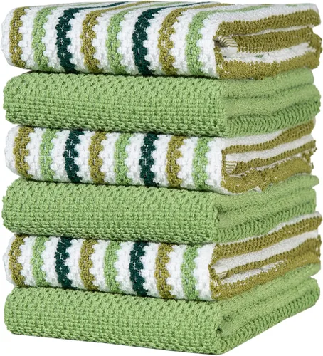 Miniatura 18 de Toallas de cocina de 16 x 26 pulgadas, paquete de 6 paños de cocina grandes de algodón, diseño de rayas de palomitas de maíz, altamente absorbentes
