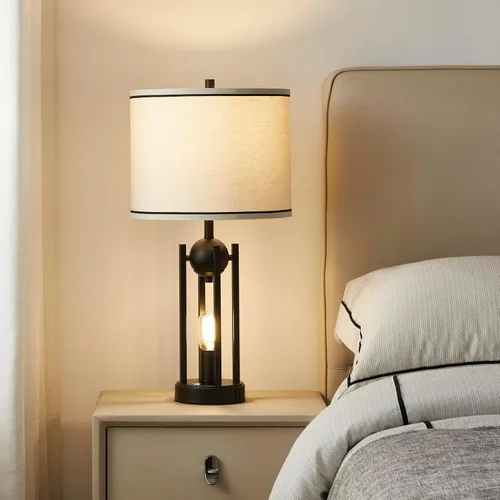 Miniatura 7 de Lámparas de mesa industriales de 25 pulgadas para sala de estar, 1 unidad con puertos USB C+A, lámpara de noche rústica de granja para dormitorio