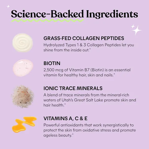 Miniatura 3 de Lemme Gomitas de colágeno Glow para cabello grueso, uñas fuertes y piel saludable con péptidos de colágeno múltiple, biotina, oligoelementos, zinc