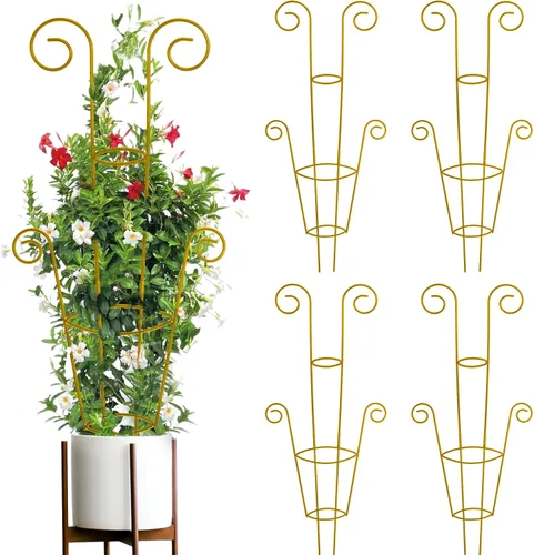 Miniatura 9 de ZOUTOG Enrejado para plantas trepadoras de interior, paquete de 4 unidades de 30 pulgadas, enrejado de jardín de metal resistente al óxido para Negro