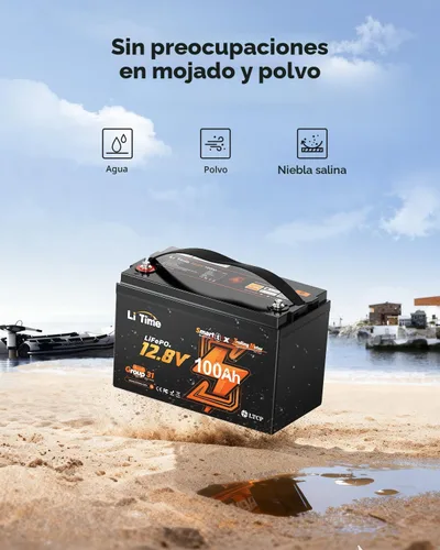 Miniatura 4 de Litime Batería LiFePO4 para motores de trolling de 12V 100Ah (Grupo 31), baterías de litio Bluetooth de 12 voltios, máx. 15000 ciclos profundos