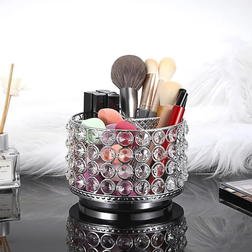 Miniatura 6 de Hipiwe Organizador de Tocador de Cristal Soporte para Brochas de Maquillaje - Organizadores Giratorios de 360° para Exhibición de Brochas Cosméticas