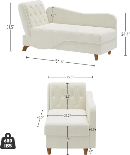 Miniatura 2 de DAMAIFROM Tumbona interior con almacenamiento, respaldo ajustable, silla de lectura reclinable, sofá cama con almohada, futón de terciopelo 3 en 1