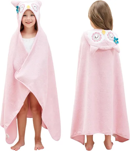 Miniatura 16 de Style Quarters - Toalla de baño para bebé, 100 % algodón de rizo suave con capucha, toalla de playa de alpaca de dibujos animados, toalla de playa