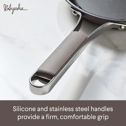 Miniatura 4 de Ayesha Curry Kitchenware - Juego de ollas y sartenes antiadherentes anodizados profesionales, 10 piezas, color carbón