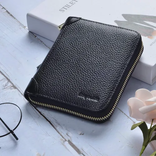 Miniatura 2 de Easyoulife Tarjetero de cuero con cremallera para mujer, bloqueo RFID
