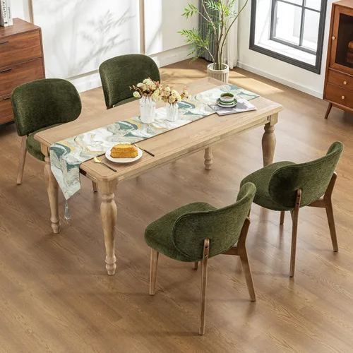 Miniatura 10 de YOUNIKE Silla de comedor con respaldo alto, silla única de cocina estilo moderno de mediados de siglo, silla acentuada sin brazos de tela bouclé