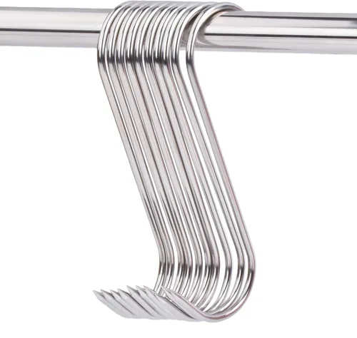 Miniatura 12 de 20 ganchos de carne de 5 pulgadas, gancho en S de acero inoxidable de 0.157 pulgadas para colgar, pollo, caza, ahumar, costillas, pescado, carne
