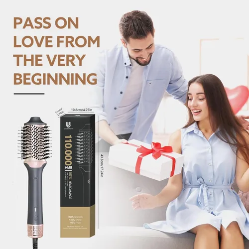 Miniatura 2 de Cepillo secador de pelo 2 en 1 y alisador de cabello, cepillo térmico iónico y de cerámica con calor ajustable y disparo frío, motor de alta