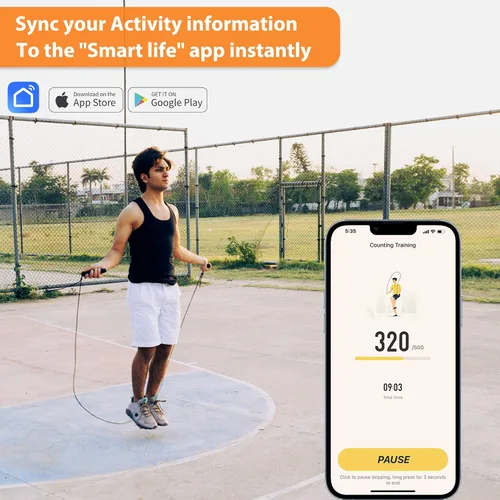 Miniatura 6 de Cuerda de saltar con contador y aplicación, cuerda de saltar de velocidad rápida sin enredos para fitness, ejercicio en casa, entrenamiento, regalos