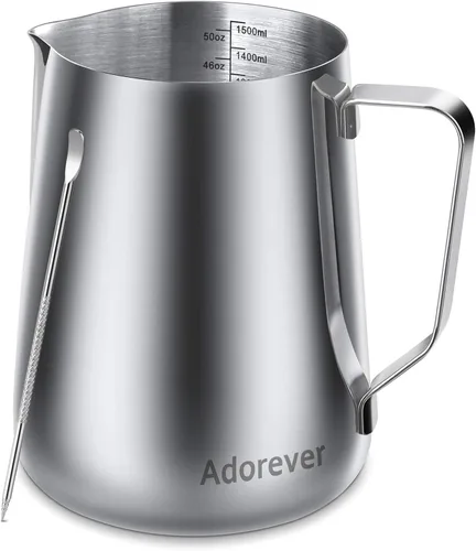 Miniatura 10 de Jarra espumadora de leche, 600ml/20oz, jarra de vapor de acero inoxidable para café con leche, capuchino, latte, arte, barista, jarra de vapor con D