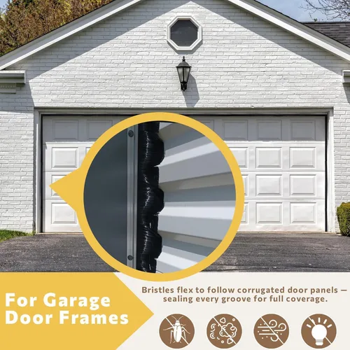 Miniatura 5 de Paquete de 1 cepillo de barrido de puerta de 0.98 pulgadas de ancho x 39.37 pulgadas de largo, sello inferior de puerta de aluminio Retsun