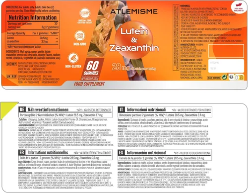 Miniatura 7 de Gomitas de luteína (60 gomas). Gomitas para ojos con luteína (28.5 mg), zeaxantina y vitamina A (paquete de 30 días), sabor naranja, vegano, sin