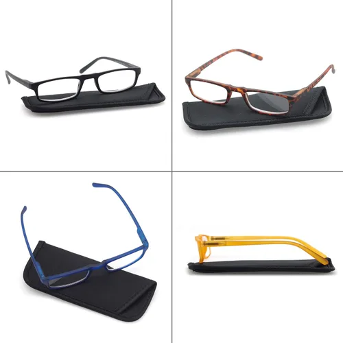 Miniatura 4 de MODFANS Gafas de lectura para mujeres y hombres, montura estrecha ligera con acabado brillante, bisagra de resorte flexible, elegantes lentes