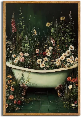 Miniatura 26 de AtterrirArt Divertido arte de pared enmarcado para baño, 8 x 10 pulgadas, lindo pato en el inodoro, lectura de periódico, decoración de pared