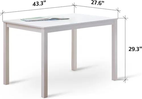 Miniatura 2 de Livinia Seattle - Juego de mesa de comedor de madera de 5 piezas para 4, moderno juego de comedor de cocina de granja con sillas traseras de Blanco