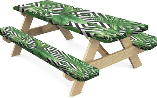 Miniatura 14 de Mantel ajustable para mesa y banco de pícnic de Halloween, diseño de fantasma, impermeable, 28 x 72 pulgadas, juego de 3 piezas, mantel ajustable al
