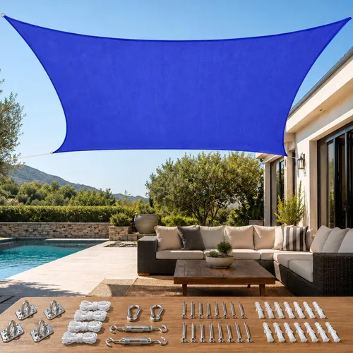 Miniatura 13 de Quictent Toldo rectangular de polietileno de alta densidad de 6.53 oz, 98% de bloqueo UV, para patio, jardín, cubierta comercial con kit de Marrón