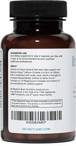 Miniatura 3 de Orotato de litio 5 mg + treonato de tres magnesio, taurinato, malato + glicina + vitamina E, 60 cápsulas vegetarianas