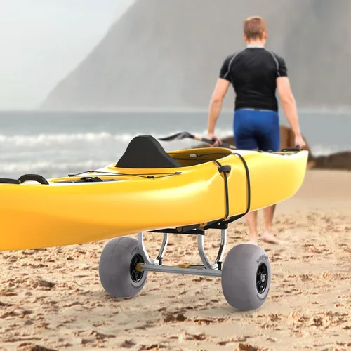 Miniatura 2 de Bonnlo Carrito de playa para kayak, ancho ajustable de 6.3 a 18.7 pulgadas, carrito universal de canoa resistente con ruedas de playa de globo de 12