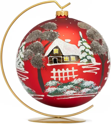Miniatura 13 de Adorno de Navidad de Polish Gallery, Explosión Invernal, Bola de Vidrio Soplado (Oro, 6-pulgadas Ø/150mm)