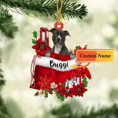 Miniatura 65 de Perro Akita Inu personalizado en bolsa de regalo, adorno de Navidad, nombre personalizado, regalo para amantes de los perros, familia, Navidad