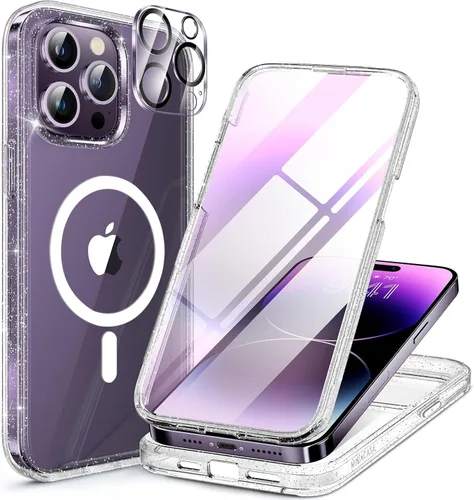 Miniatura 70 de Miracase Funda para iPhone 13 de 6.1 pulgadas, [sin burbujas] funda de teléfono de cuerpo completo con pantalla de vidrio completa integrada, sin