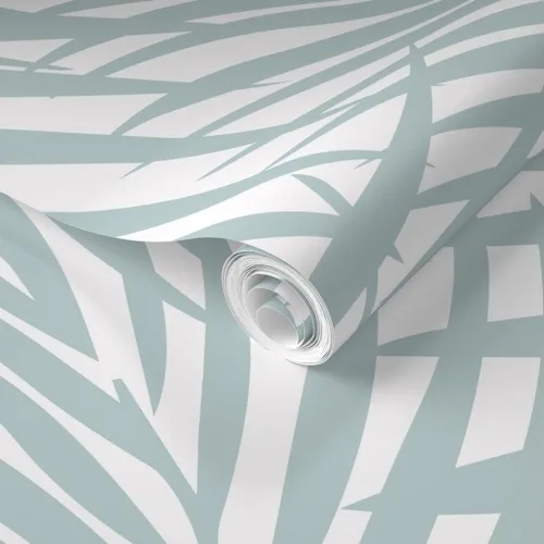 Miniatura 2 de Papel tapiz extraíble de 9 x 2 pies – Papel tapiz de palmera azul pastel Fronds Tropical Beach Costera Isla Costera Hojas Papel pintado