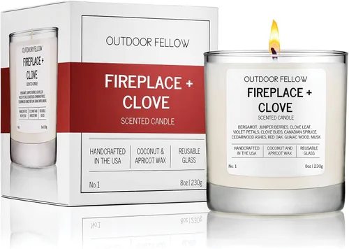 Miniatura 12 de Outdoor Fellow Vela perfumada Campfire – Madera ahumada, ámbar y cedro carbonizado, 8 onzas