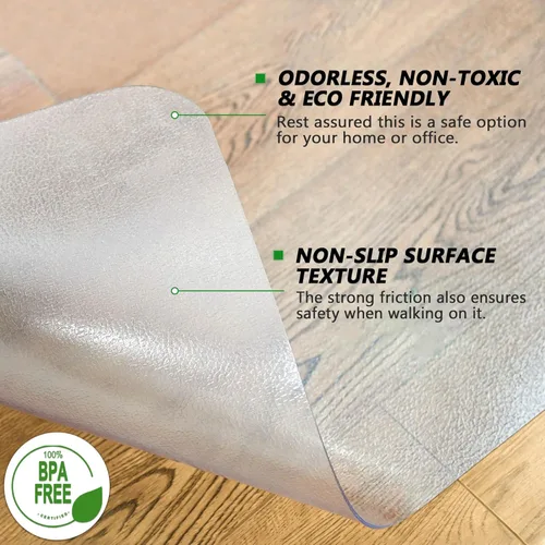 Miniatura 5 de 100pointONE Tapete grande para silla de oficina para suelo de madera dura, 46 x 72 pulgadas, protector de suelo transparente para silla rodante