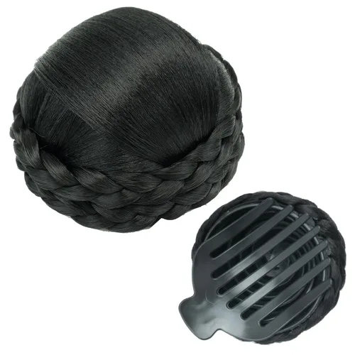 Miniatura 9 de IMISSU Trenzado Chignon Dancer Hair Donut Hairpieces Scrunchie Claw Hair Moño Updo para bodas y fiestas (M3 rubio ceniza)
