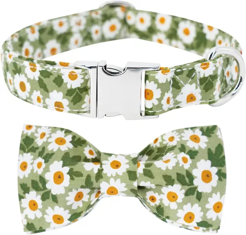 Miniatura 14 de Collar de Navidad para perro Tunkoo con elegante corbatín, collar suave y cómodo de algodón ajustable, hebilla de metal premium para cachorros
