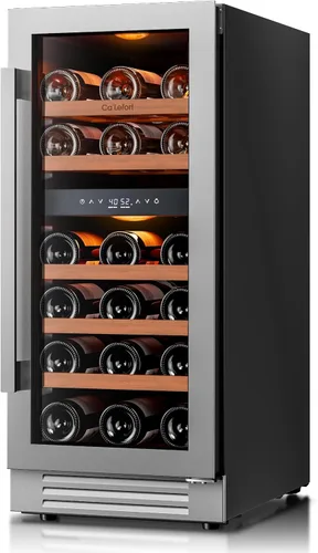 Ca'Lefort Refrigerador de Vino de 15 Pulgadas - Enfriador de 28 Botellas de Doble Zona con Puerta de Vidrio, Refrigerador de 3 LED con Compresor