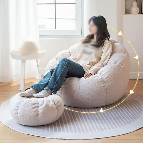 Miniatura 6 de Puf de peluche de animales de peluche, silla puff de espuma viscoelástica ultrasuave, piel de peluche sintética, lavable, funda con cremallera