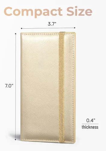Miniatura 66 de Yarnic Funda para chequera personal, soporte para chequera con soporte para bolígrafo y divisor de plástico transparente integrado para cheques Rosa