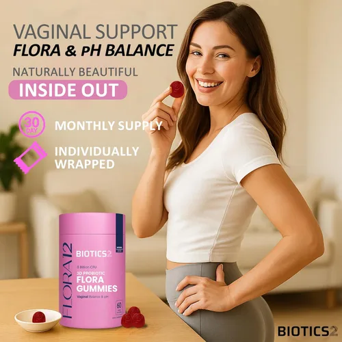 Miniatura 4 de Flora - Probióticos vaginales para mujeres, gomitas de equilibrio de pH con prebióticos, 8 mil millones de probióticos, 5 extractos de palma enana