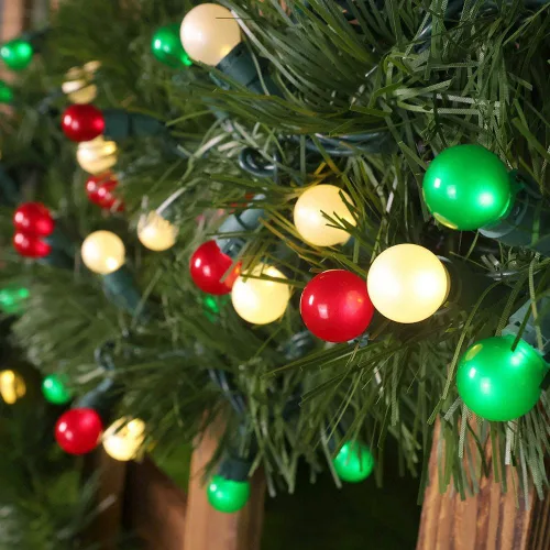 Miniatura 4 de GlowVibe - Luces de Navidad rojas, blancas y verdes para interiores de 19 pies con 70 luces LED, bombillas de cristal perlado G15 para árbol de Rojo