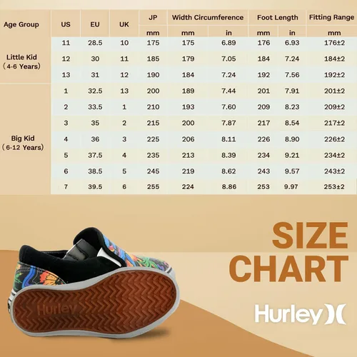 Miniatura 6 de Hurley Zapatos deportivos de lona sin cordones para niños, zapatos deportivos de corte bajo para niños y niñas, tenis casuales