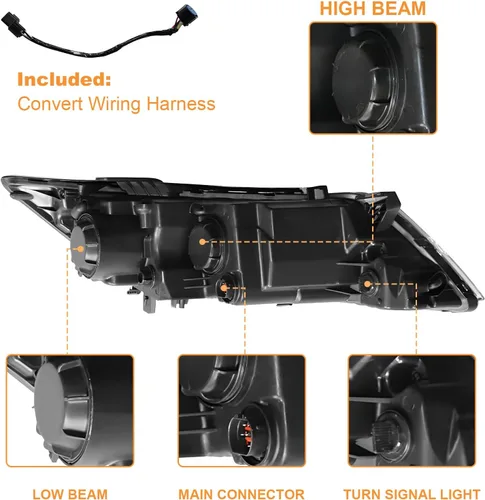 Miniatura 4 de Para faros halógenos de lado del conductor izquierdo 2014 2015 Kia Optima EX LX Proyector Carcasa negra sin DRL (Solo para modelo de EE. UU.)