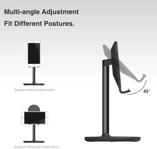 Miniatura 6 de Bright Stone - Soporte para teléfono de escritorio, soporte ajustable para teléfono de escritorio, compatible con Negro