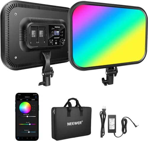 Miniatura 9 de NEEWER Panel de luz de video LED de 9" regulable con iluminación suave para cámara DSLR con mini trípode de escritorio, puertos USB tipo C