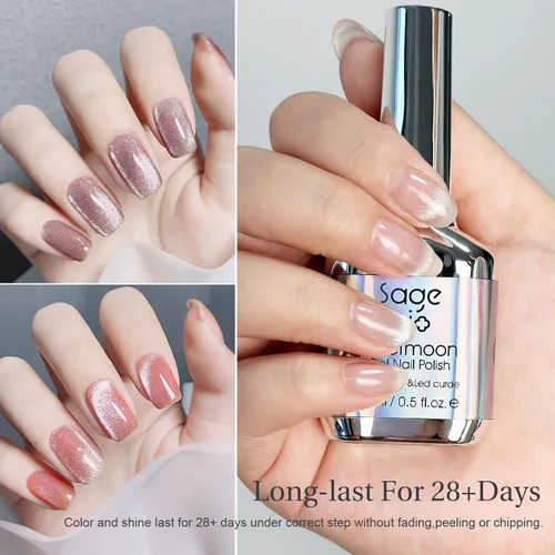 Miniatura 4 de Esmalte de uñas de gel de ojo de gato con barra magnética, 15ml de esmalte de uñas holográfico con purpurina, efecto magnético para manicura DIY