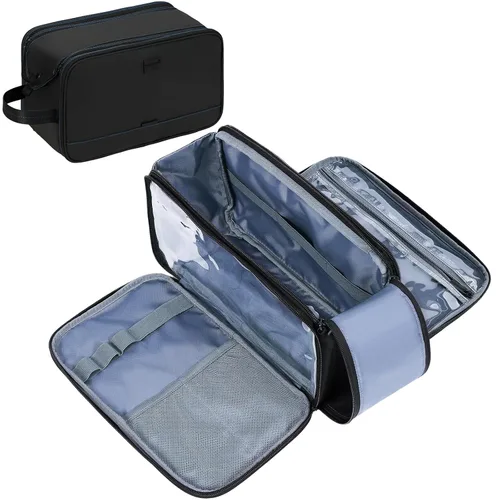 Miniatura 8 de ZEEMO Neceser de viaje para hombre, tamaño mediano, resistente al agua, doble cara, con apertura completa, organizador versátil para accesorios