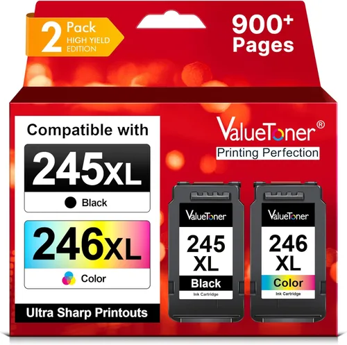 Valuetoner Cartucho de tinta de repuesto 245XL para Canon 245XL 246XL Combo Pack PG-245XL CL-246XL para impresora Pixma TR4520 TR4527 MG2522 MG2520