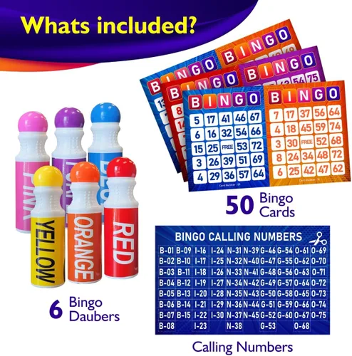 Miniatura 2 de Juego de bingo EXTRIC, juego de bingo para adultos y niños, set de bingo incluye rotuladores de bingo, tarjetas de bingo y números para llamar.