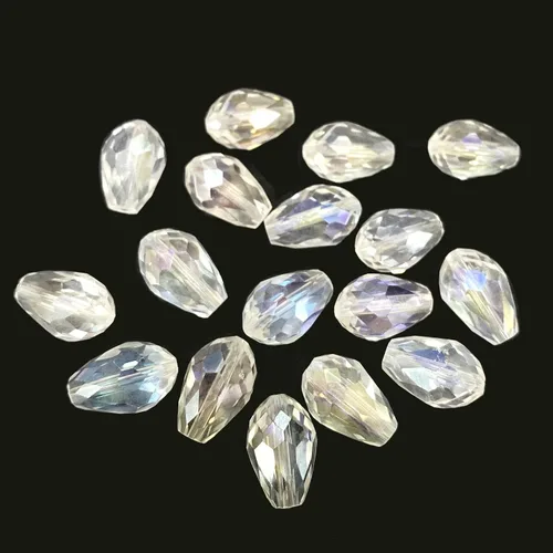 Miniatura 23 de 120 cuentas de cristal ámbar con agujero vertical de lágrima de 0.236 x 0.315 pulgadas, cuentas espaciadoras AB de cristal con forma facetada